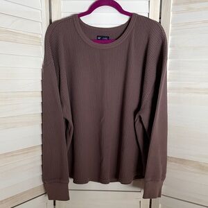 GAP Brown Waffle Long Sleeve Top